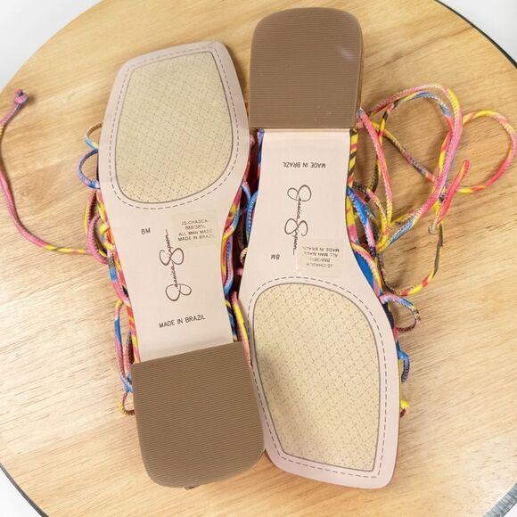 Jessica Simpson Chasca Ankle Tie Lace Up Gladiator Sandals Multicolor 8 - Picture 10 of 12